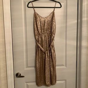 Sequin Gold Midi Dress